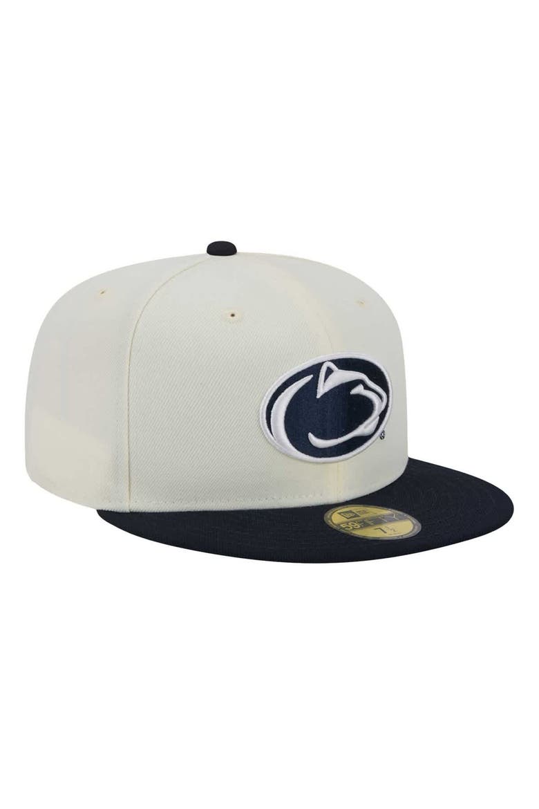 Men's New Era Cream Penn State Nittany Lions Chrome 59FIFTY Fitted Hat, Alternate, color, Cream