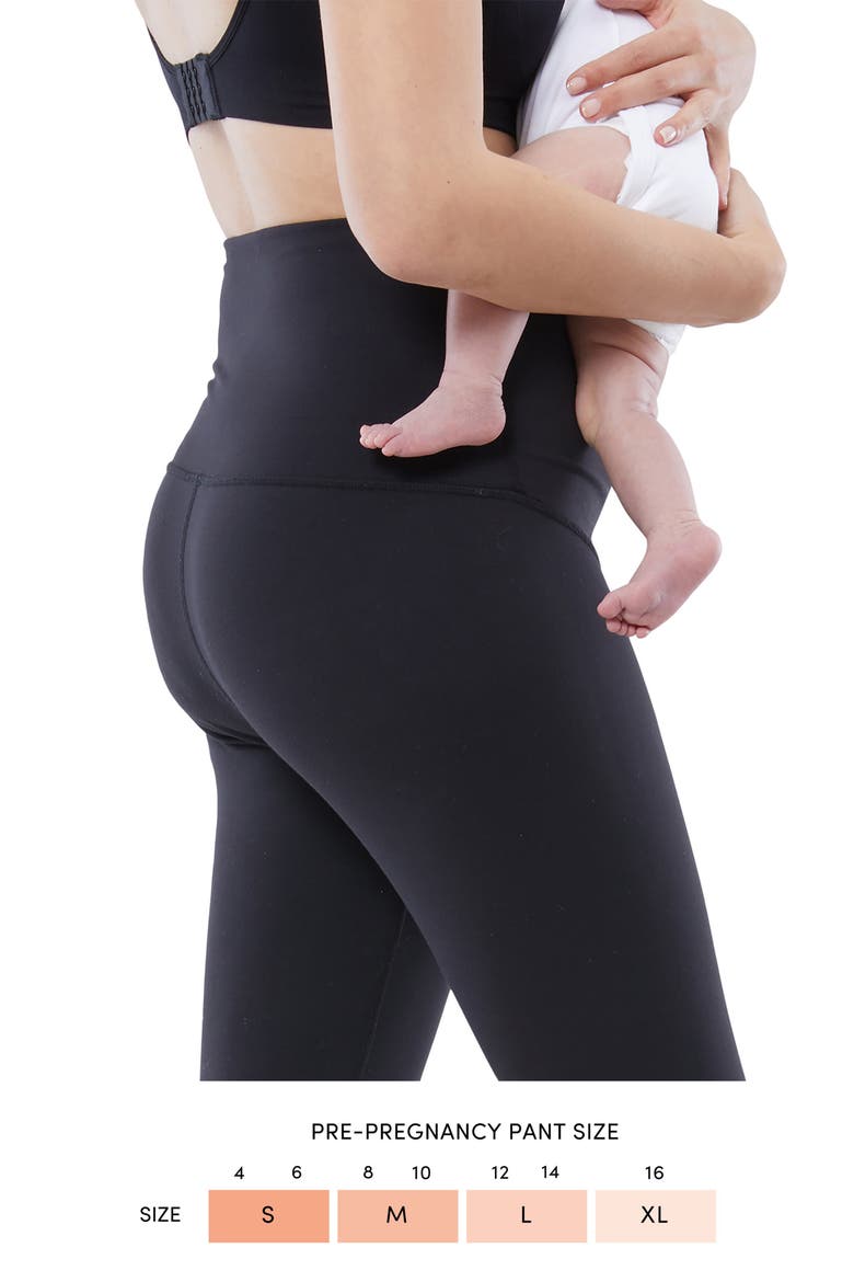 Set of 2 Postpartum Light Compression Leggings, Alternate, color, BLACK / BLACK