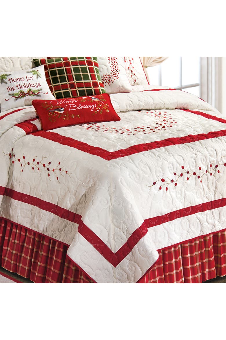Berry Wreath Quilt, Alternate, color, Red