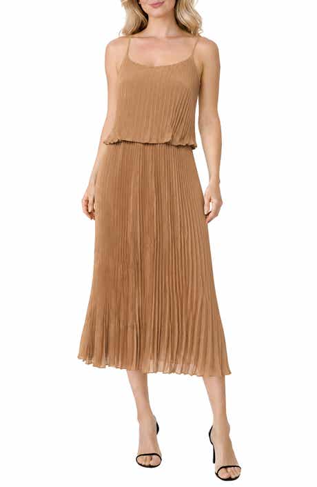 Pleated Popover Midi Dress