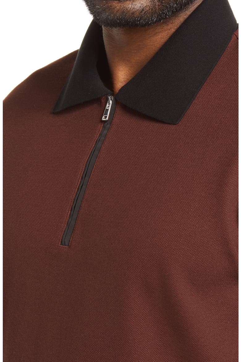 Carsone Short Sleeve Piqué Zip Polo, Alternate, color, DARK PIMENTO MULTI