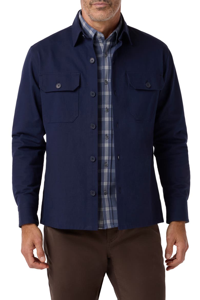 Warren Performance Shirt Jacket, Main, color, NAVY