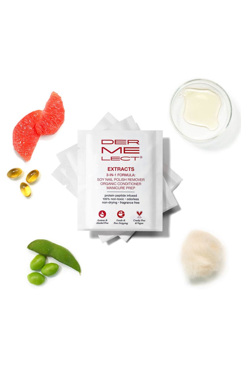 Dermelect EXTRACTS 3-in-1 Soy Nail Polish Remover, Alternate, color, White