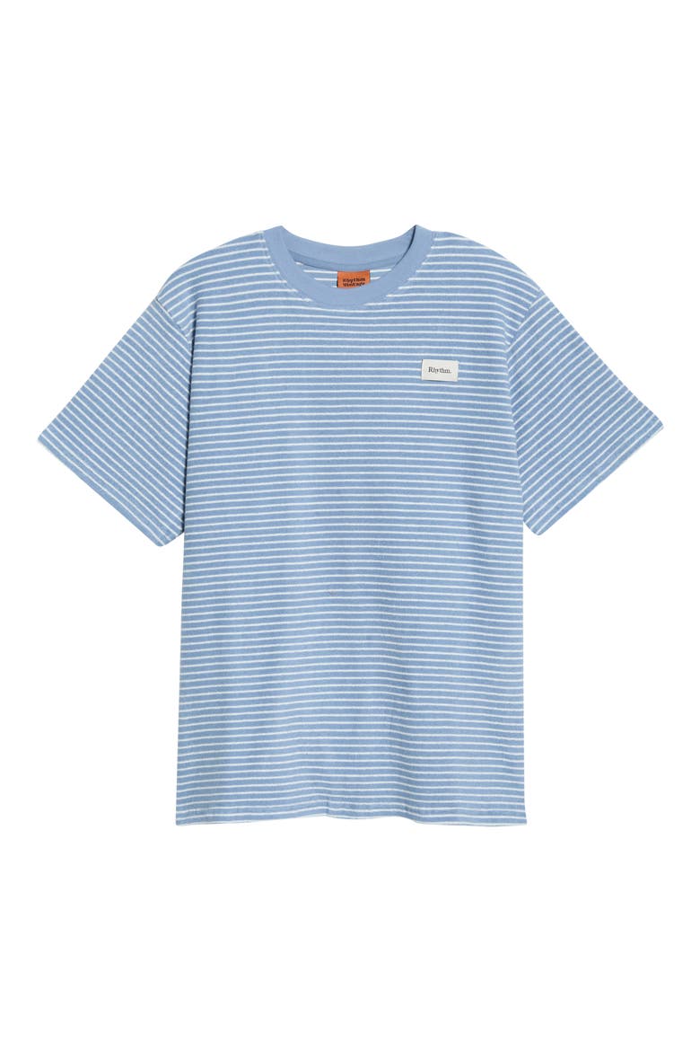 Stripe Cotton Blend Terry T-Shirt, Alternate, color, BLUE
