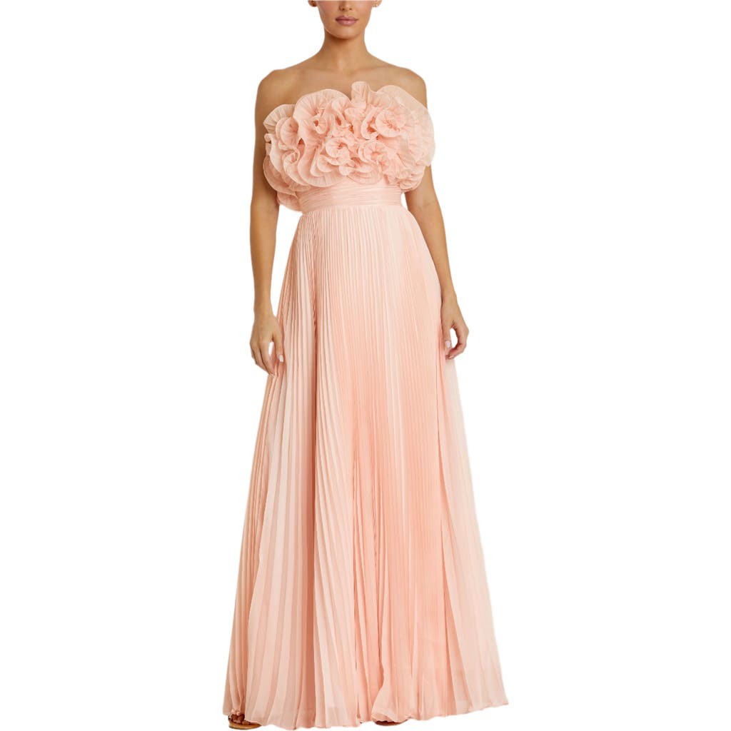 MAC DUGGAL MAC DUGGAL PLEATED CHIFFON STRAPLESS GOWN WITH RUFFLES