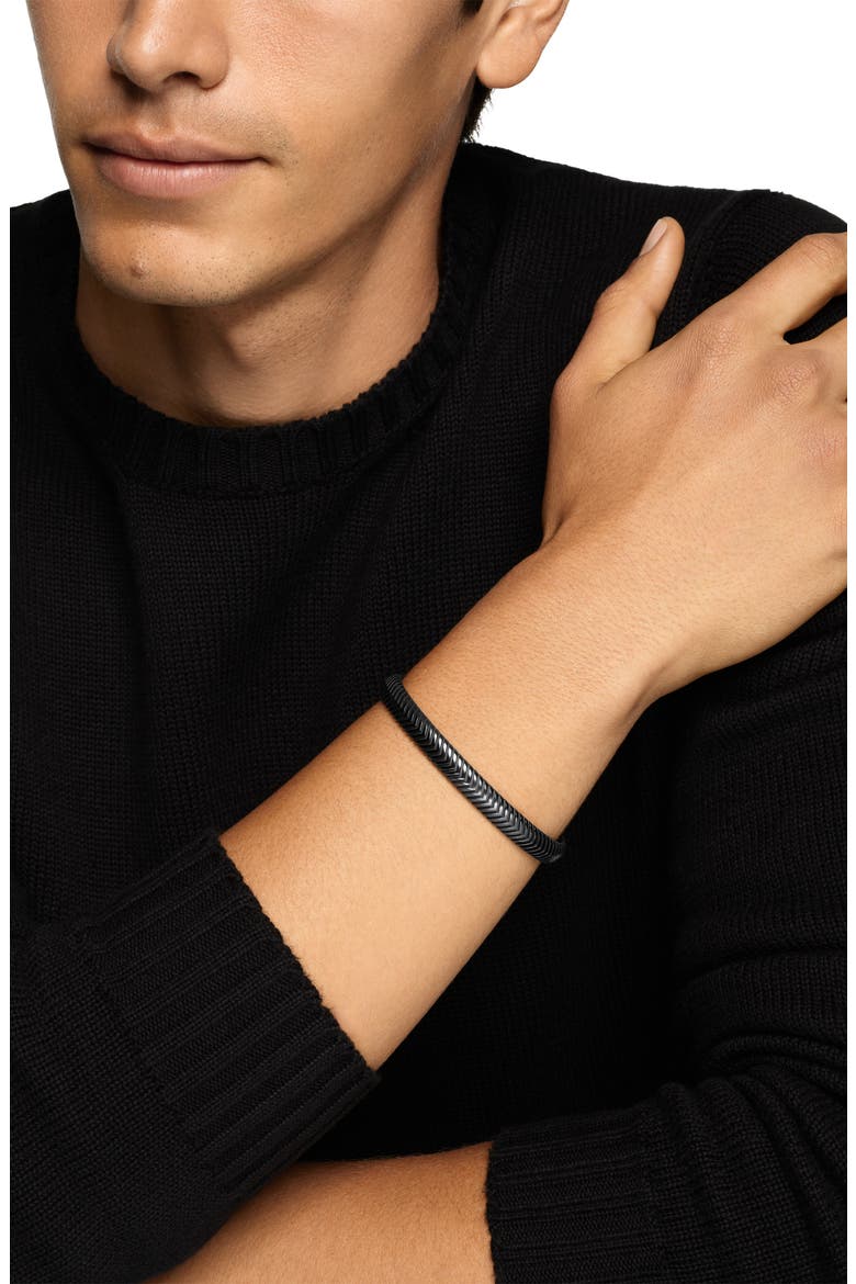 Chevron Cuff Bracelet in Black Titanium, Alternate, color, BLACK