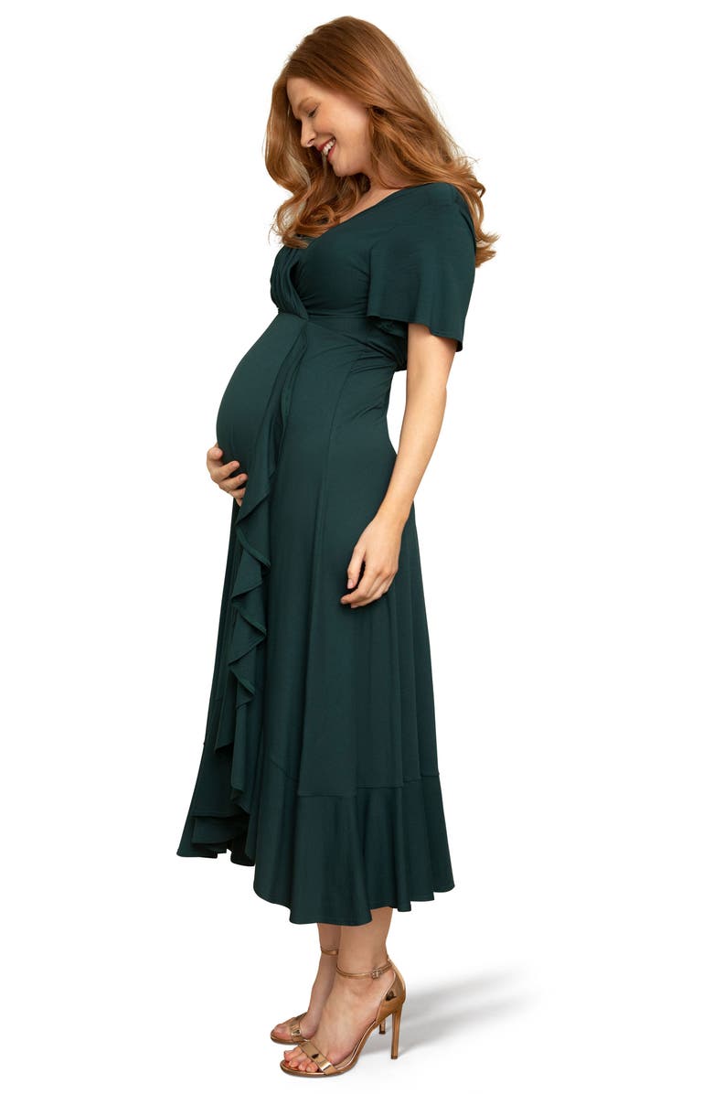 Tiffany Rose Waterfall Flutter Sleeve Midi Maternity Dress, Alternate, color,
