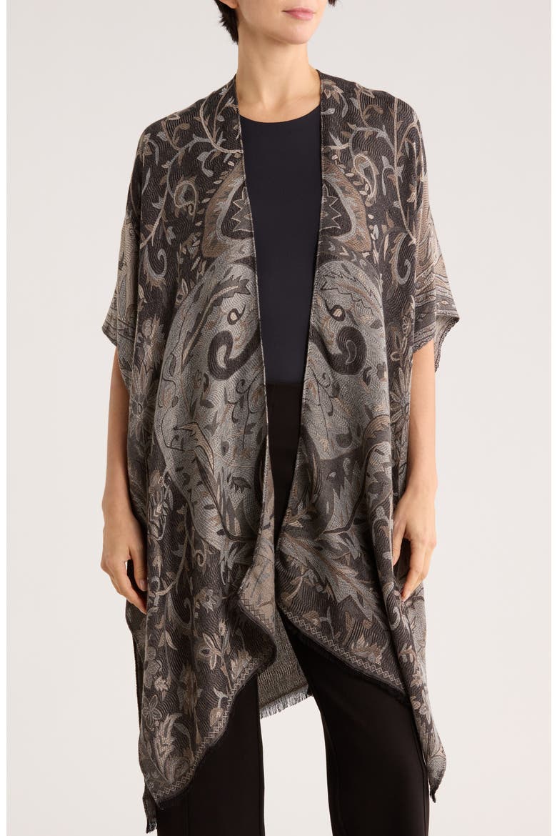 Paisley Jacquard Topper, Main, color, BLACK GREY