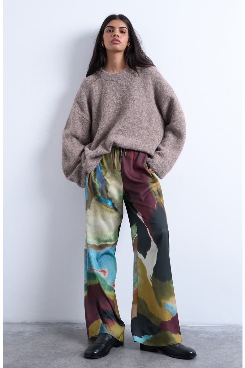 Printed Wide Leg Pants, Alternate, color, BURGUNDY MULTI