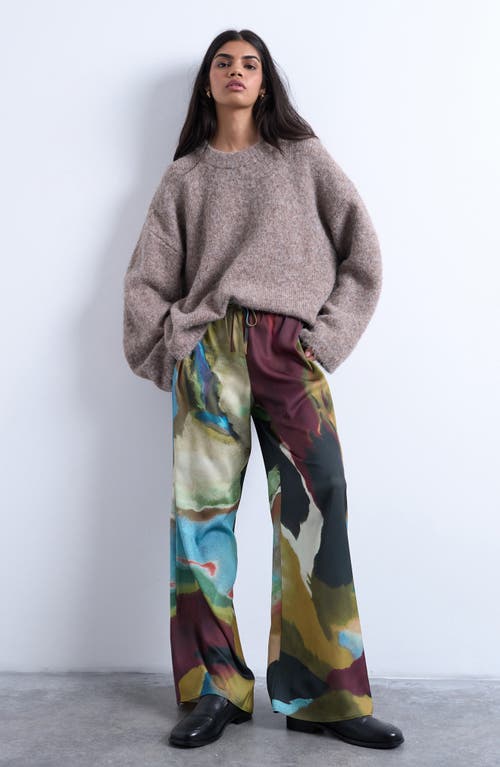 Topshop Printed Wide Leg Pants In Multi