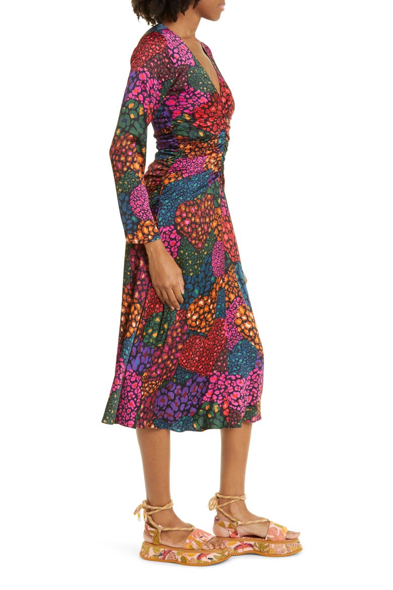 Rainbow Hearts Ruched Long Sleeve Midi Dress, Alternate, color, RAINBOW HEARTS