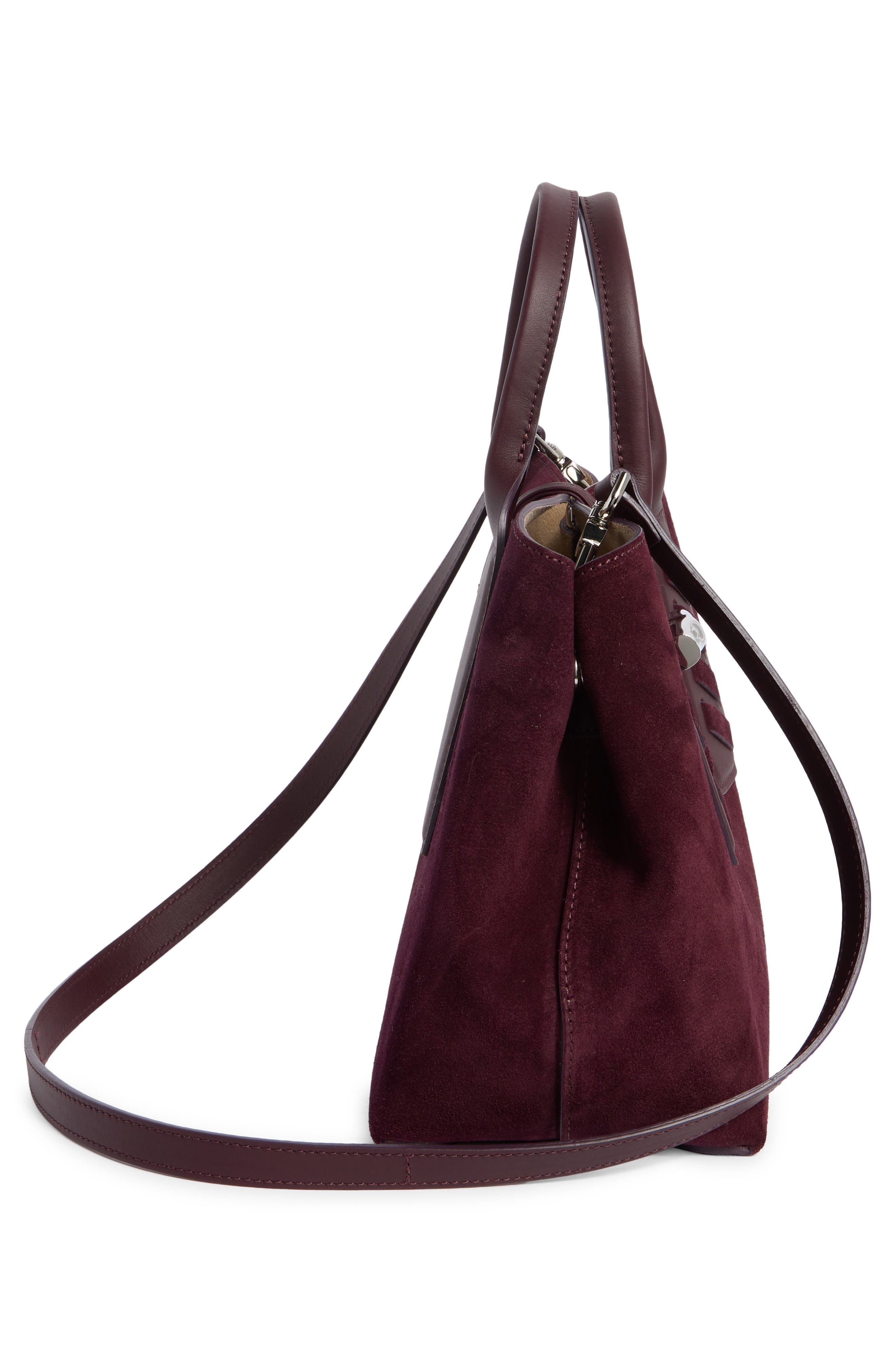 Longchamp Aubergine Medium Leather Tote Bag, Alternate, color, 