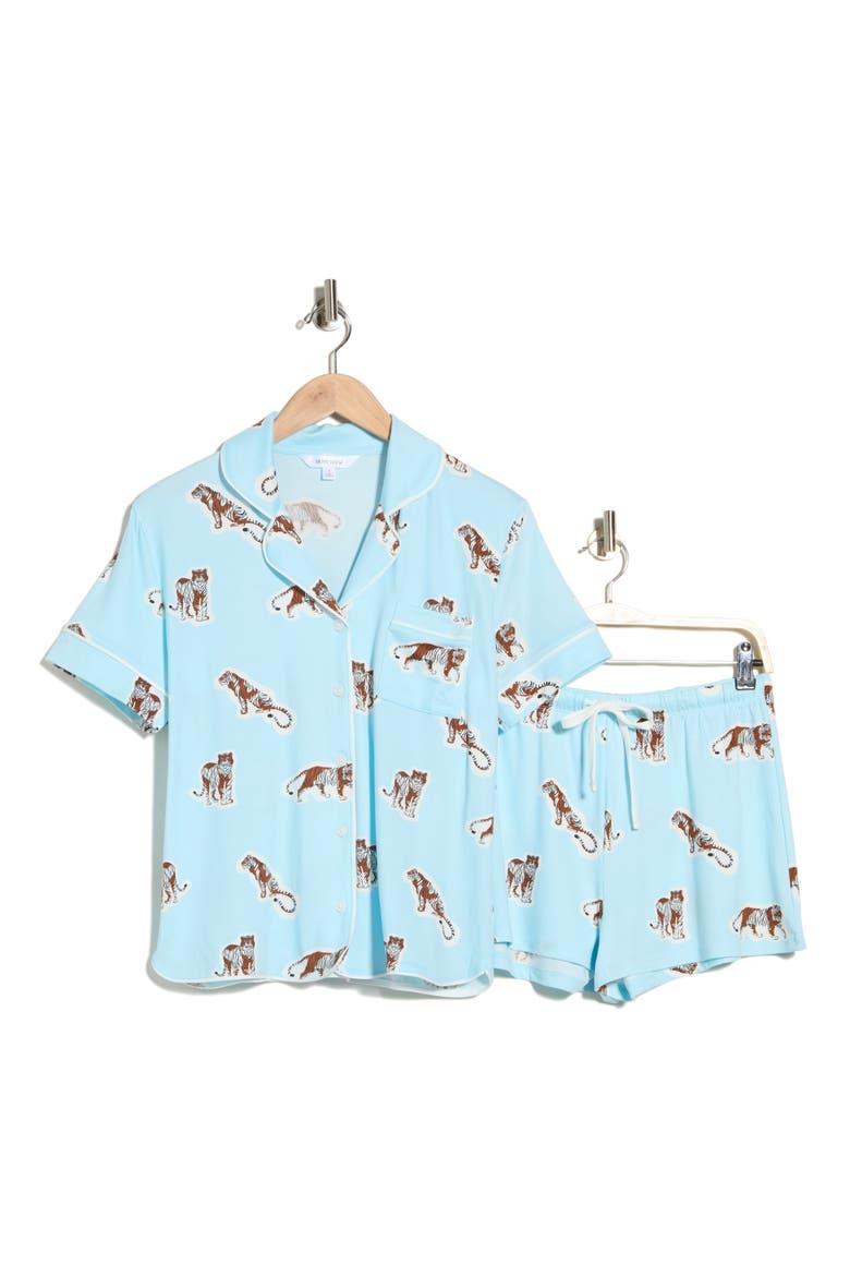 Quiet Night Pajamas, Alternate, color, AQUA TIGERS