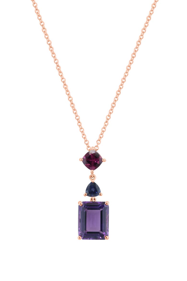 Rhodolite & Amethyst Pendant Necklace, Main, color, ROSE GOLD/ MULTI