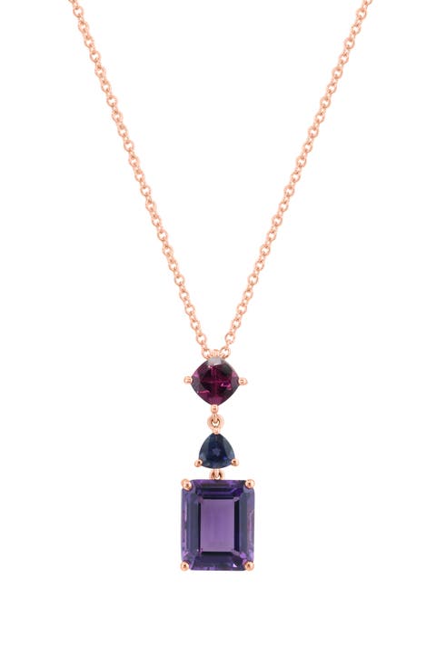 Rhodolite & Amethyst Pendant Necklace