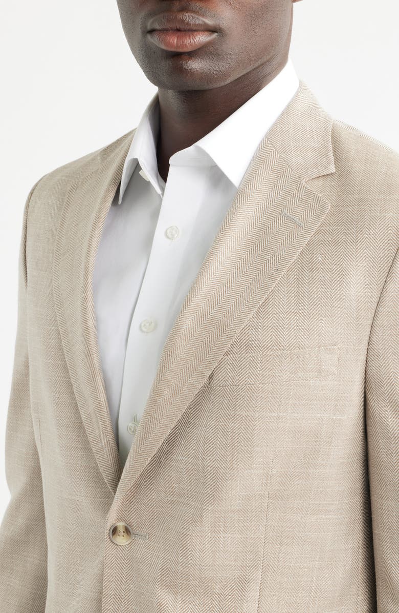 Peter Millar Hyperlight Soft Tan Wool & Silk Blend Herringbone Sport Coat, Alternate, color, Tan