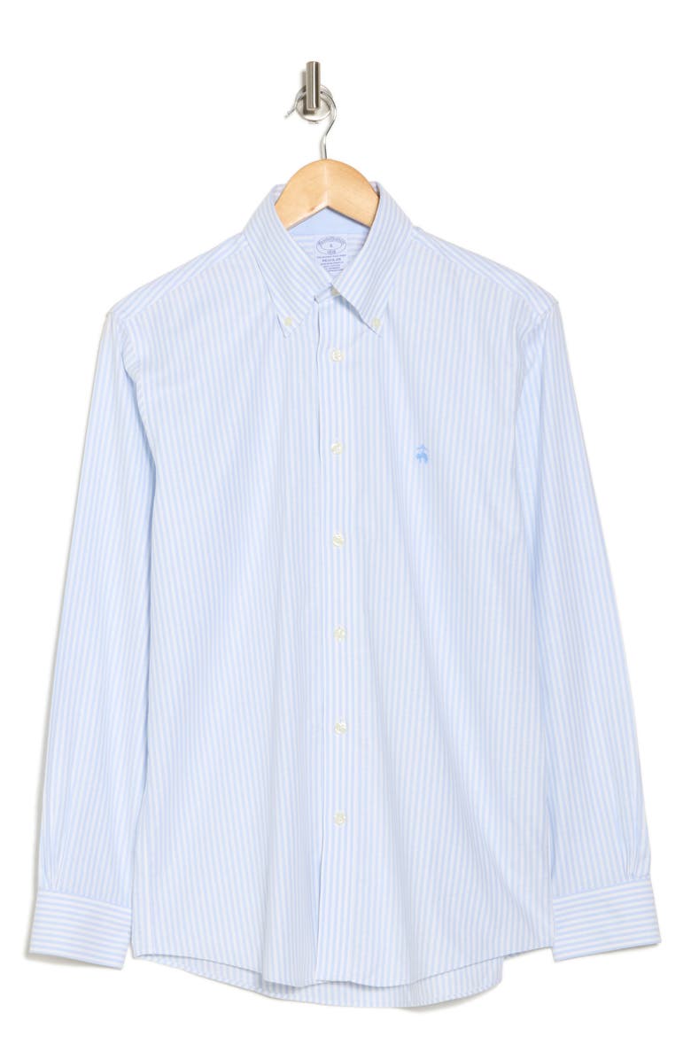 Brooks Brothers Non-Iron Plaid Cotton Stretch Oxford Button-Down Shirt, Main, color, 