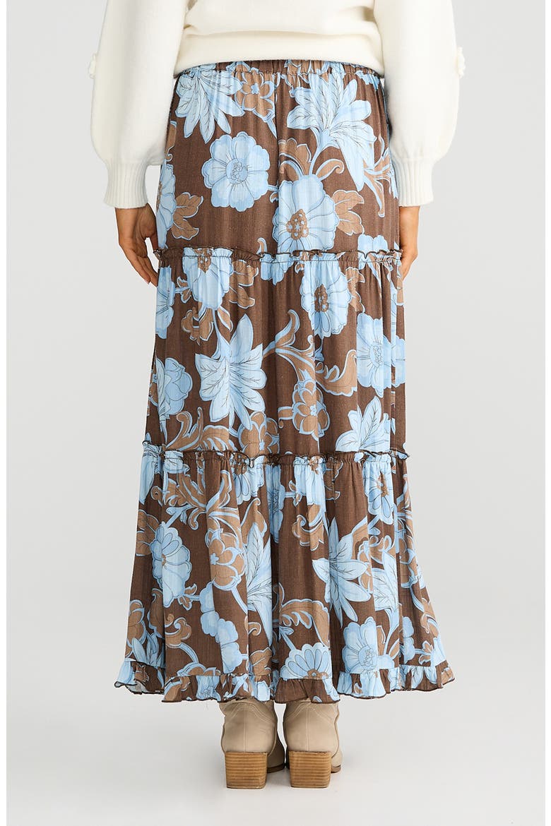 Mantra Tiered Maxi Skirt, Alternate, color, CHOCOLATE IBIZA