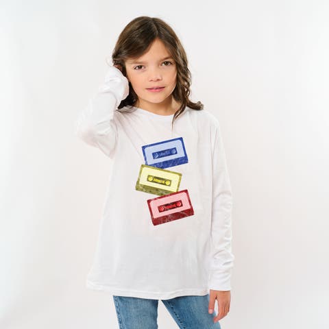 Cassette Tape Stack Long Sleeve T-Shirt (Little Kid & Big Kid)