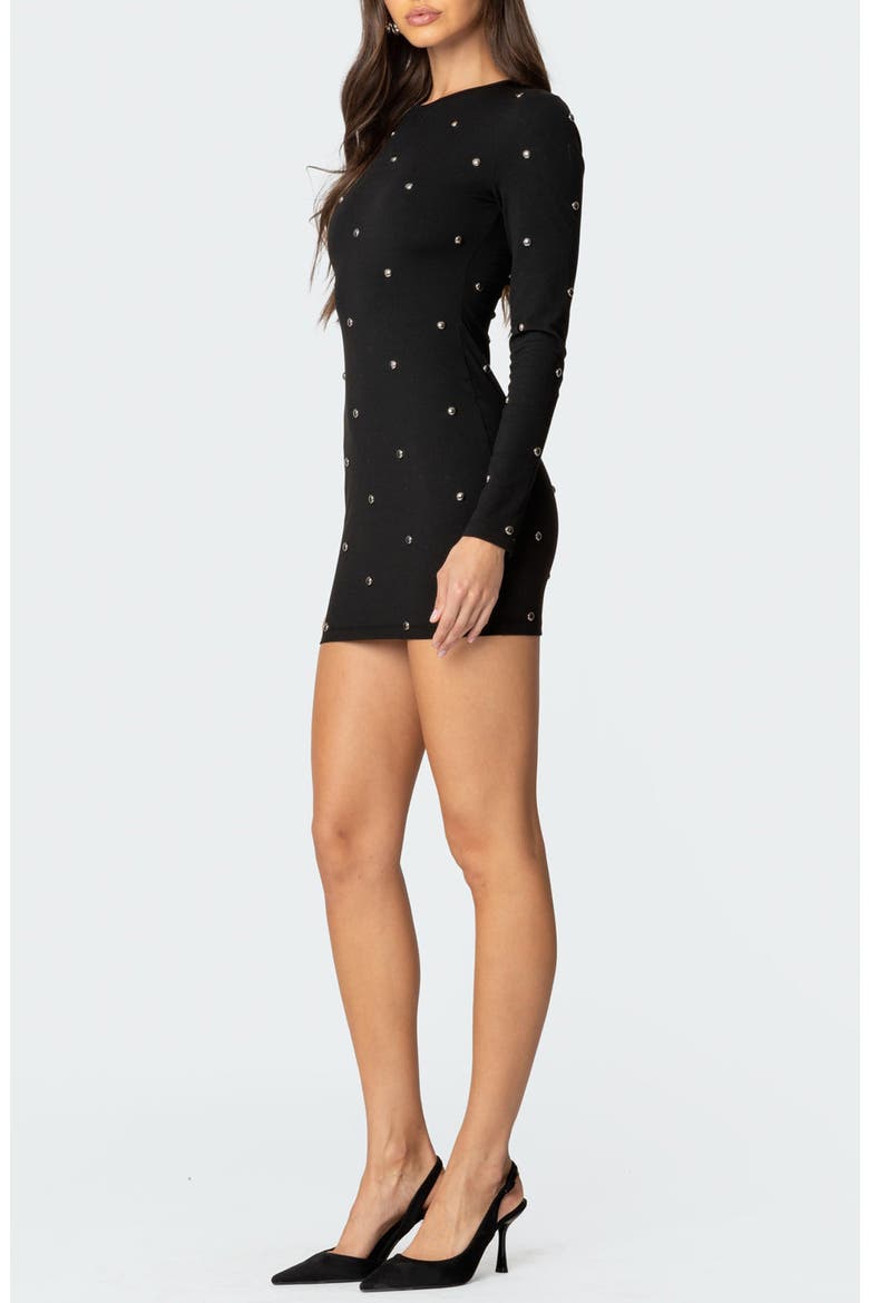 Solace Studded Long Sleeve Minidress, Alternate, color, BLACK