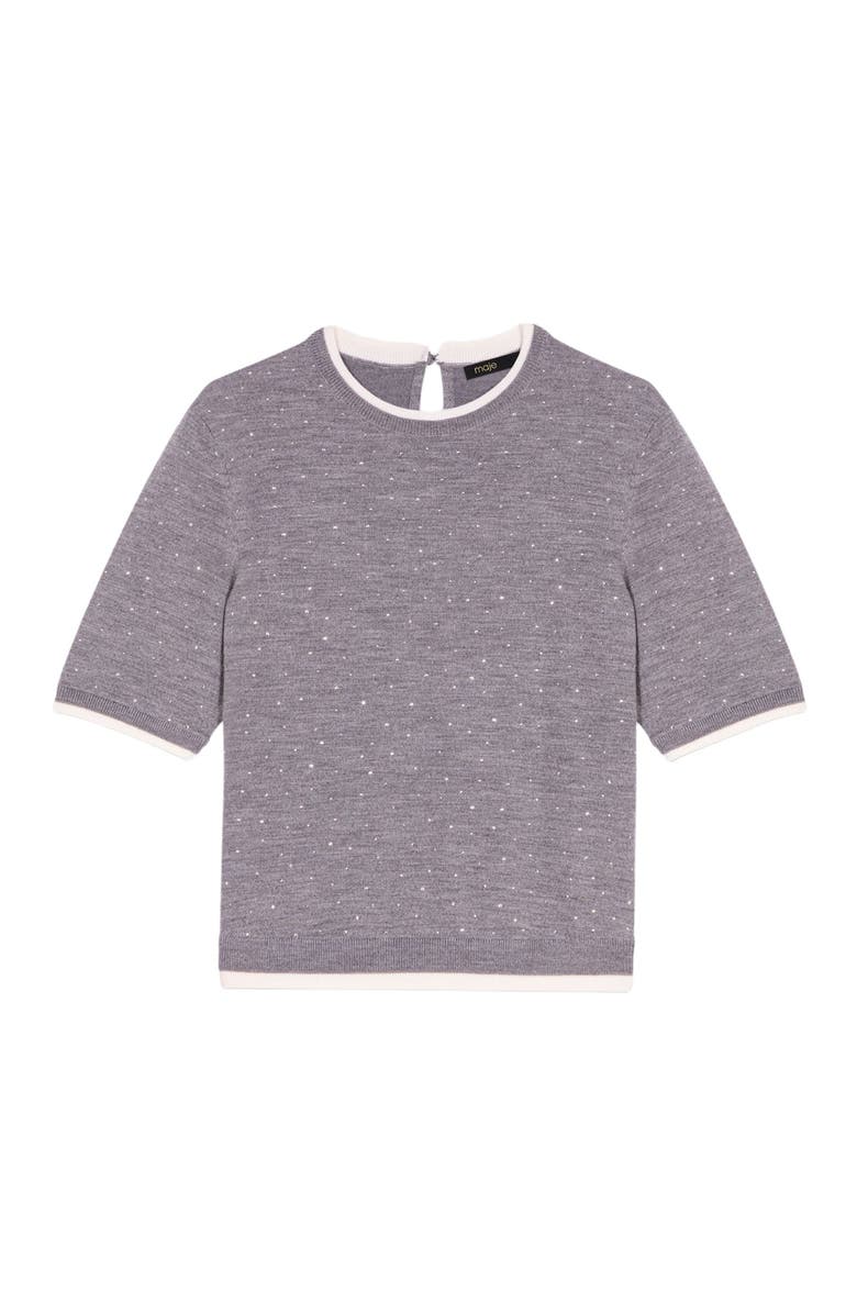 maje 100% wool short-sleeve sweater, Alternate, color, Grey