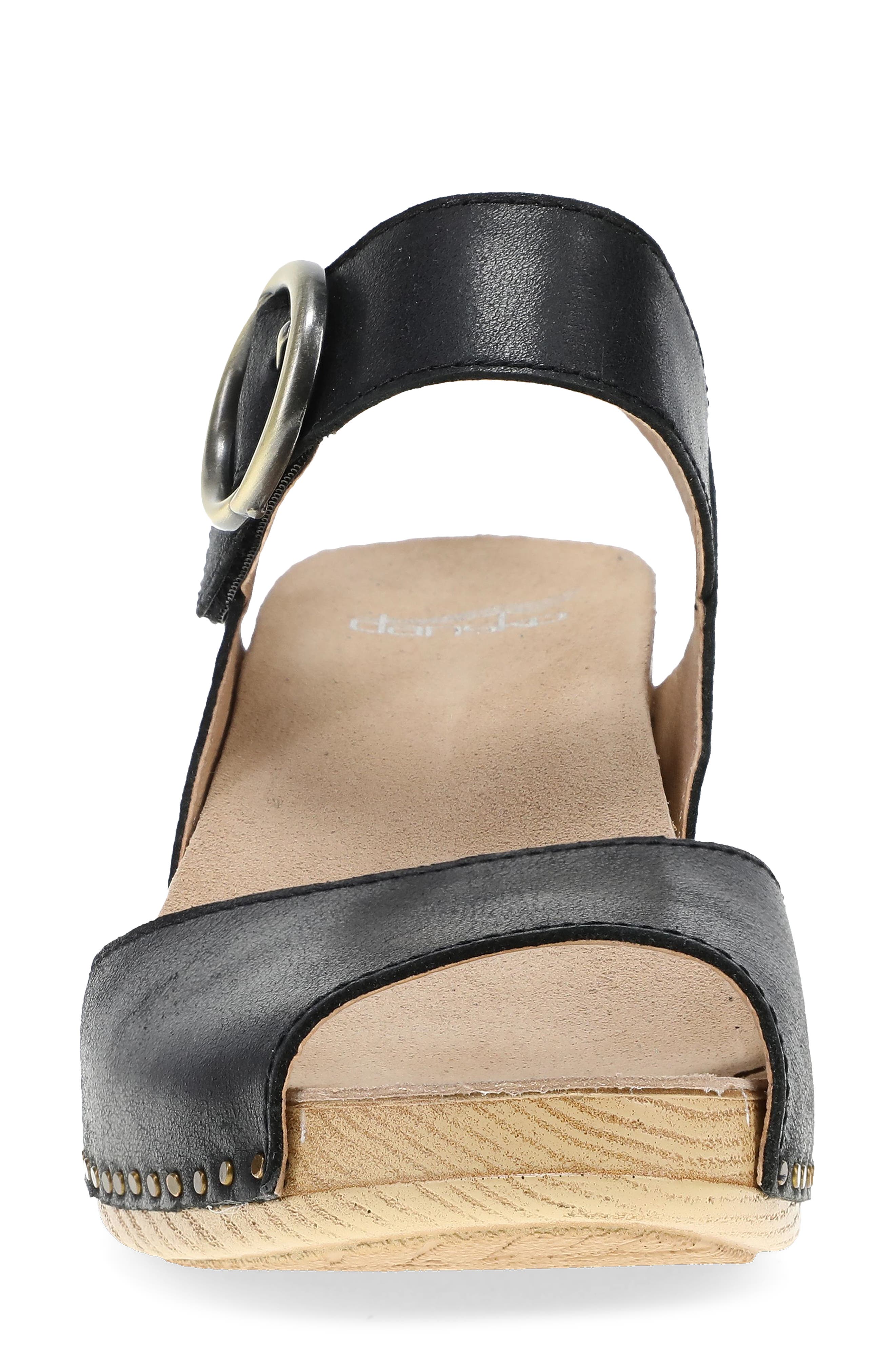 Dansko Tamra Ankle Strap Peep Toe Sandal, Alternate, color, Black
