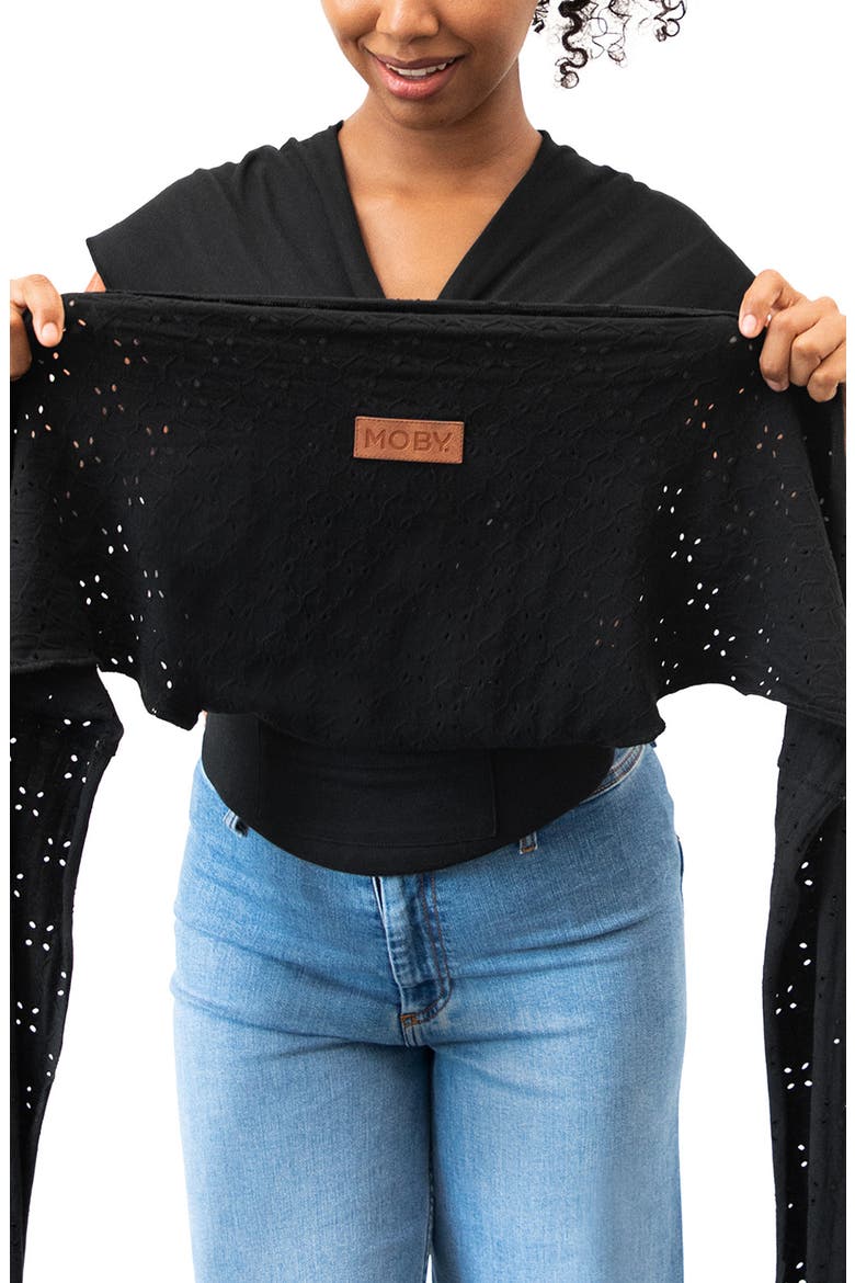 Embroidered Eyelet Easy-Wrap Baby Carrier, Main, color, BLACK