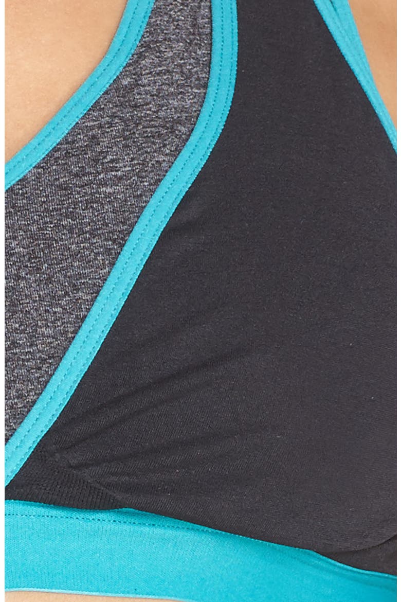 Lotus Hands Free Pumping/Yoga Bra, Alternate, color, BLACK/ TEAL