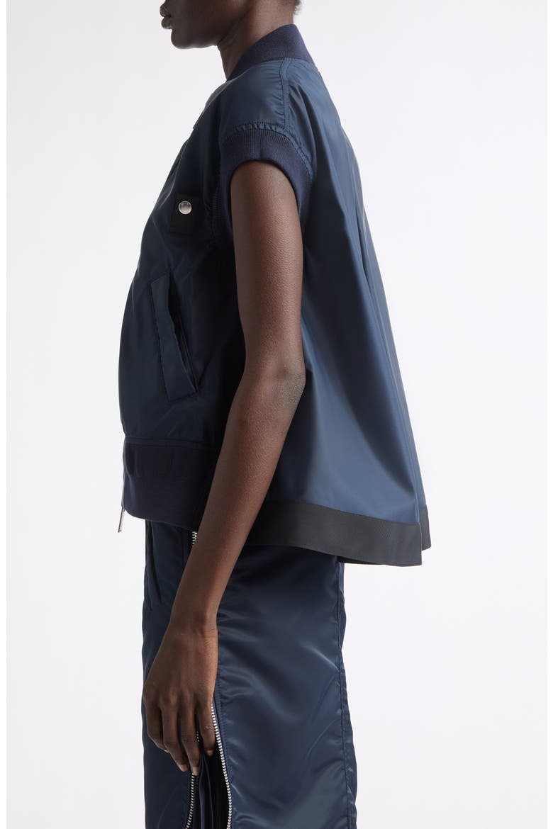 Nylon Twill Bomber Vest, Alternate, color, NAVY