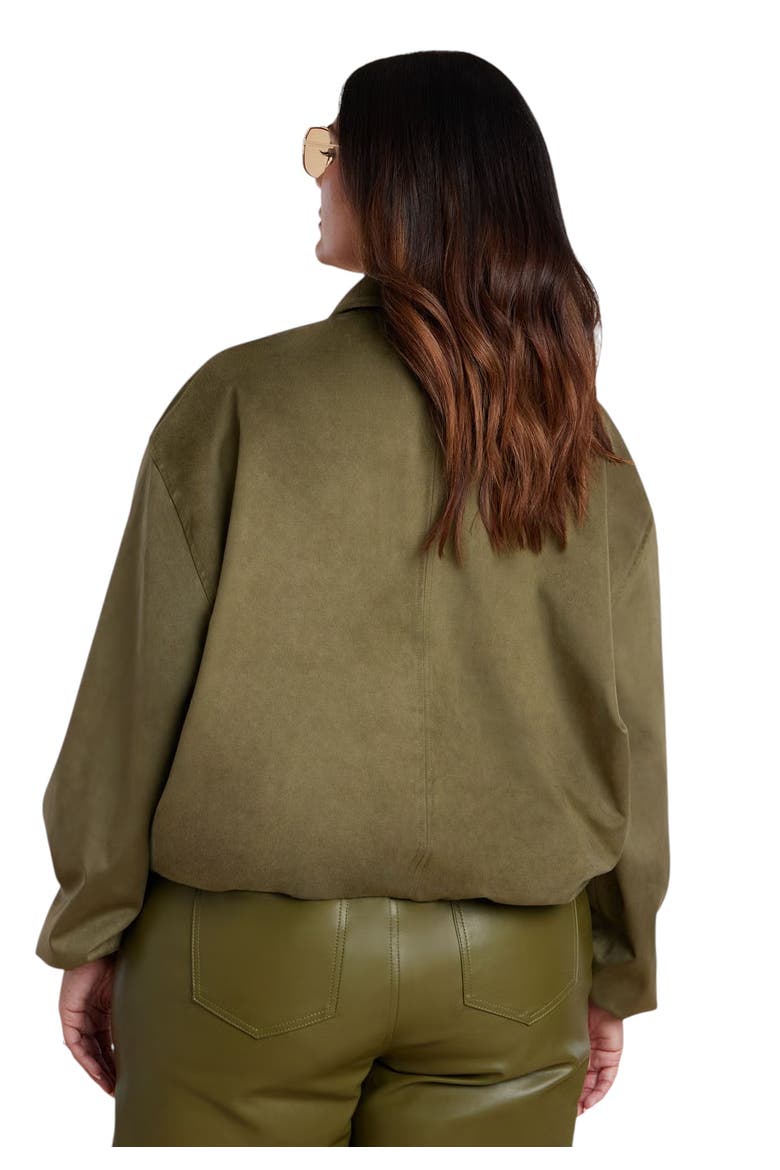 Faux Suede Bomber Jacket, Alternate, color, BURNT OLIVE