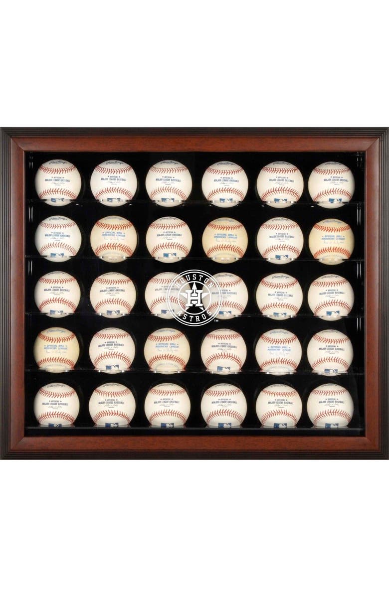 FANATICS AUTHENTIC Houston Astros (2013-Present) Logo Brown Framed 30-Ball Logo Display Case, Main, color,