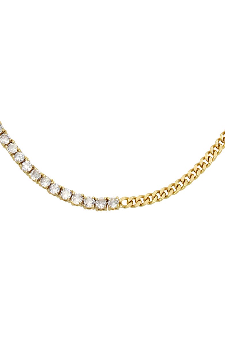 AllSaints Crystal & Curb Chain Necklace, Main, color, Crystal/ Gold