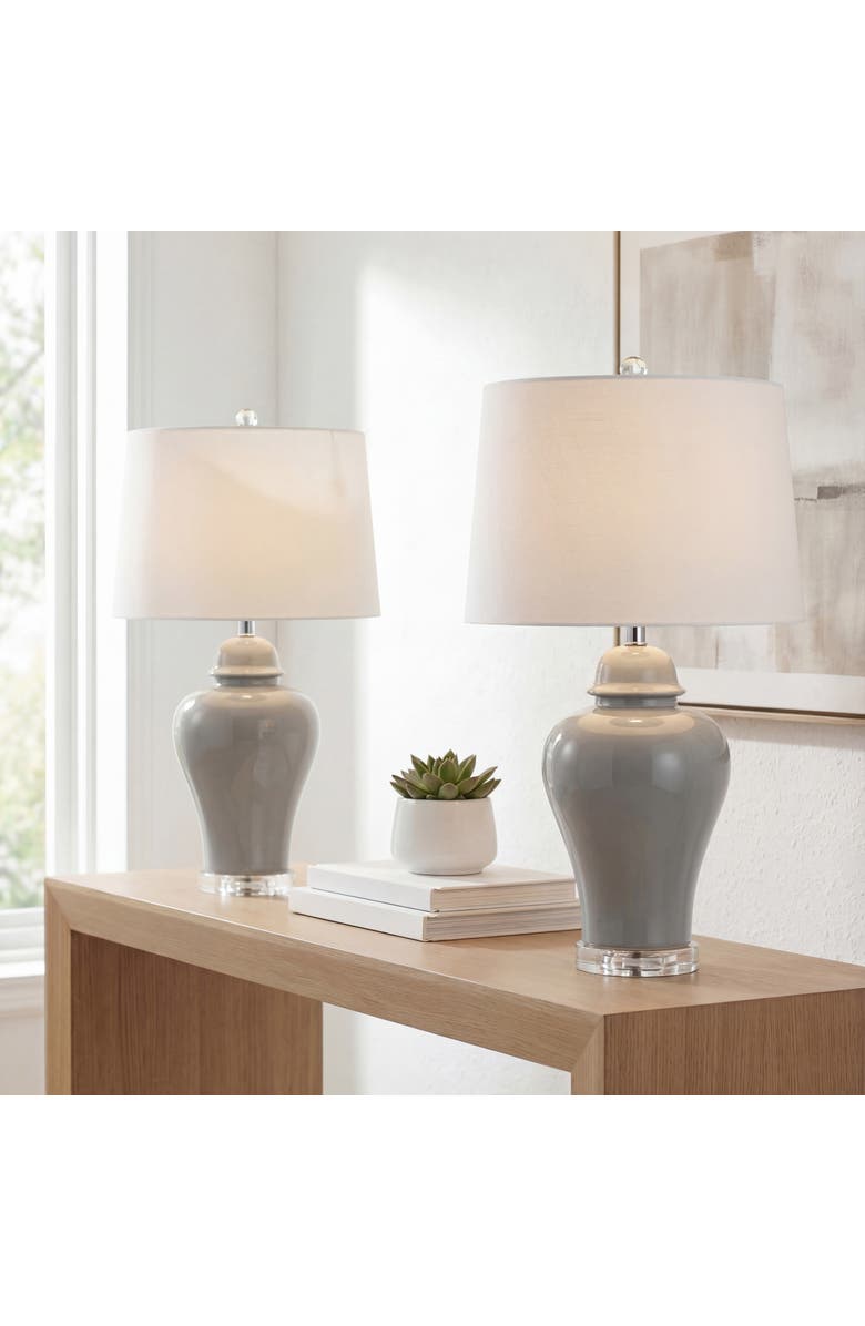 JONATHAN Y Winnie 27" Ceramic Urn LED Table Lamp, Main, color, Gray