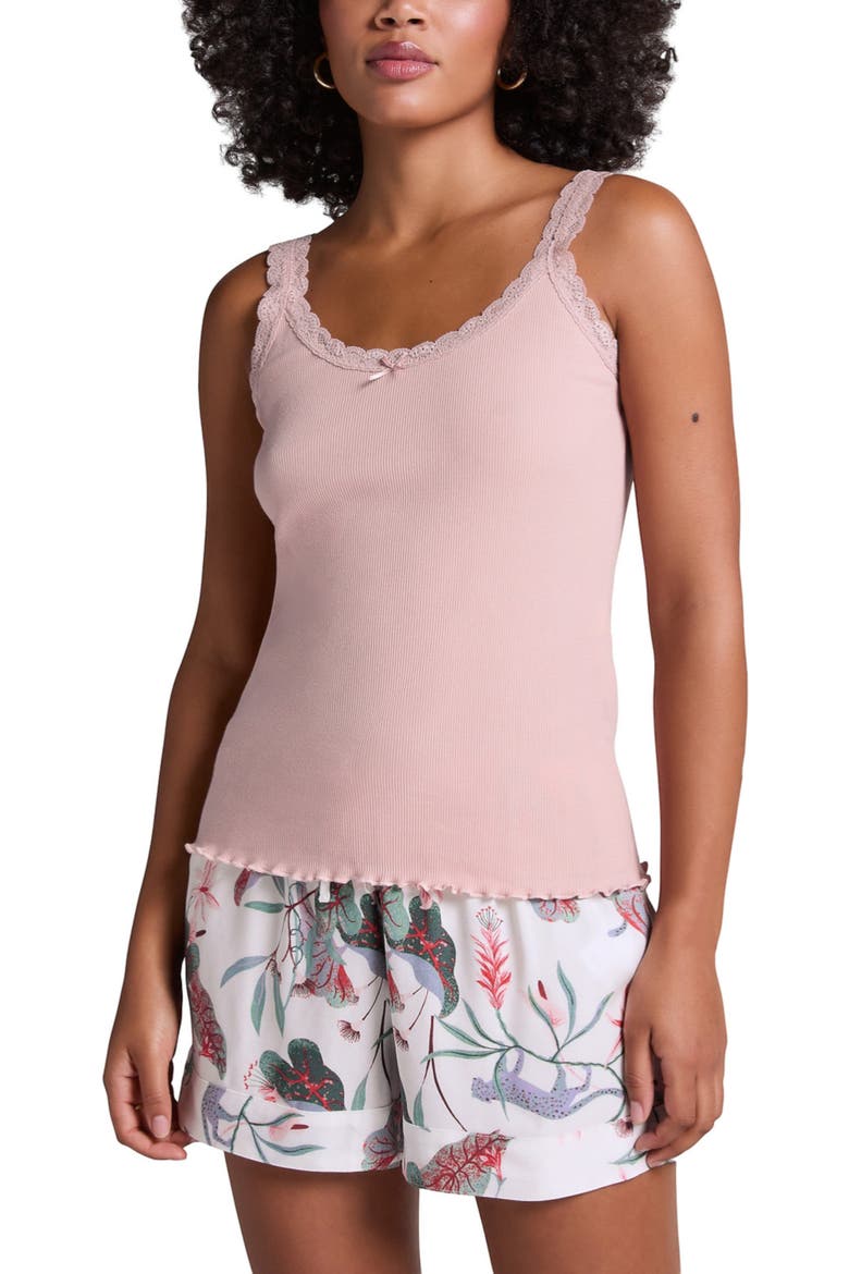 Rib Lace Cami, Alternate, color, Pale mauve