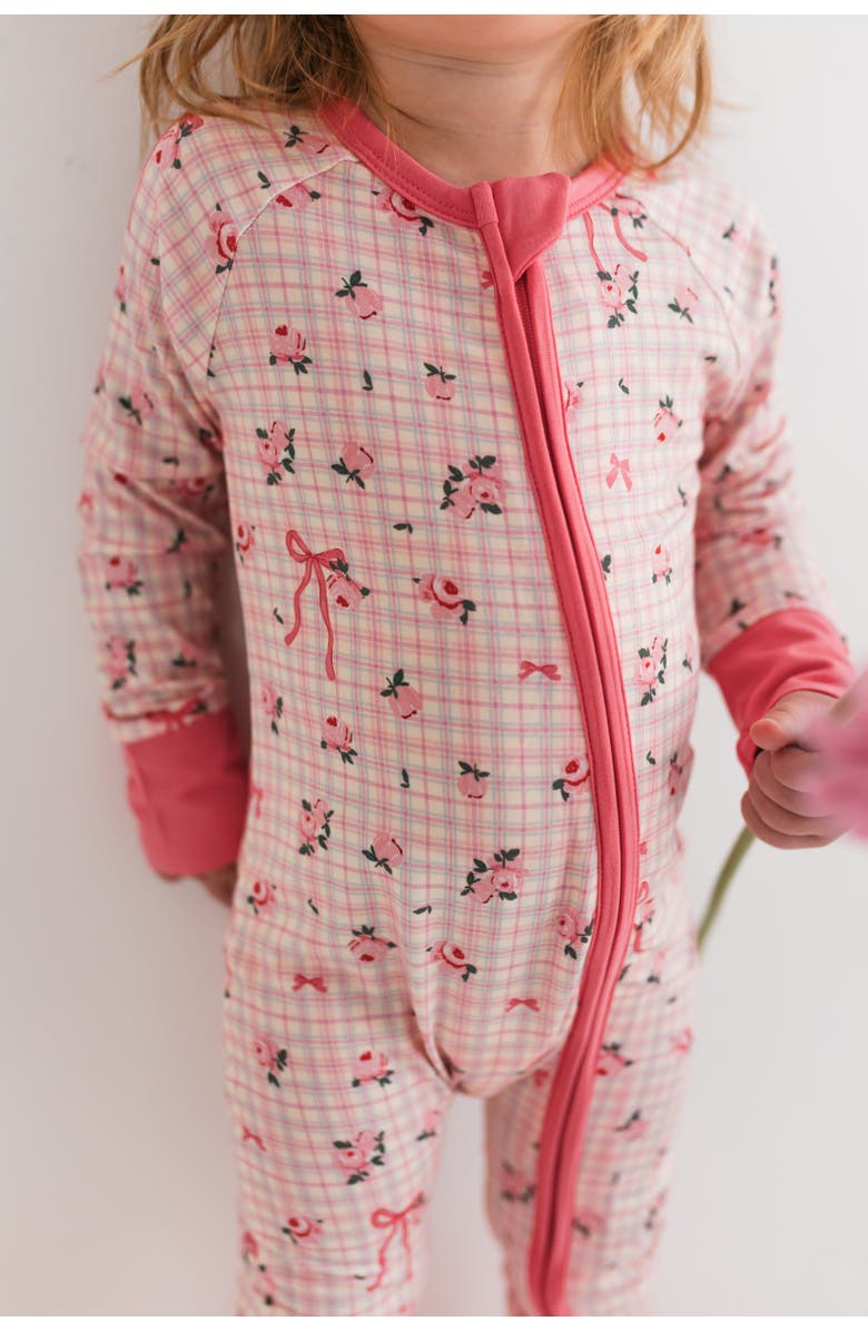 In My Jammers Charlotte Zipper Romper Sleepwear, Alternate, color, Pink Plaid / Floral