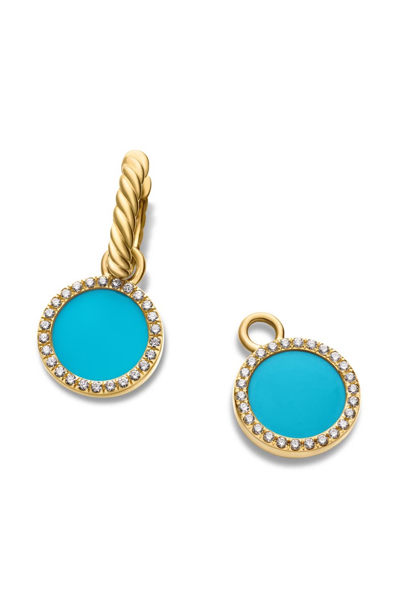 David Yurman Petite DY Elements<sup>®</sup> Drop Earrings in 18K Yellow Gold with Turquoise and Pavé Diamonds, Alternate, color,