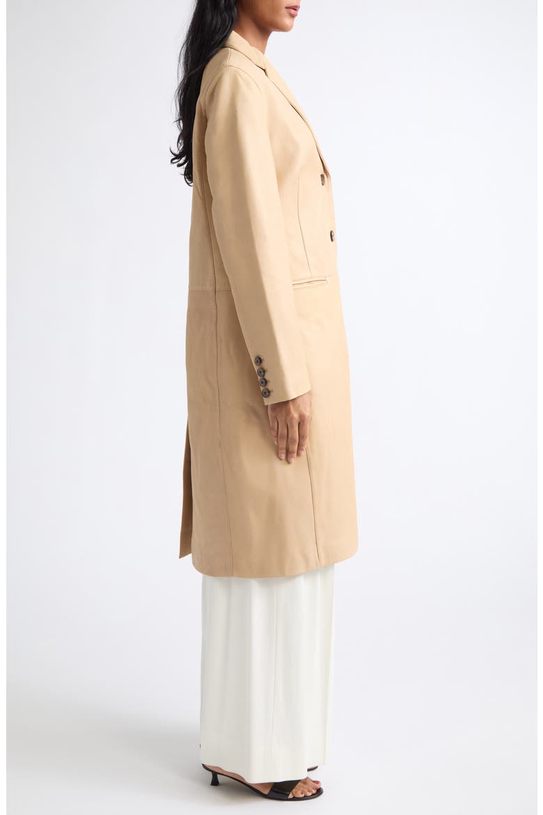 Wyatt Longline Leather Coat, Alternate, color, CASHEW