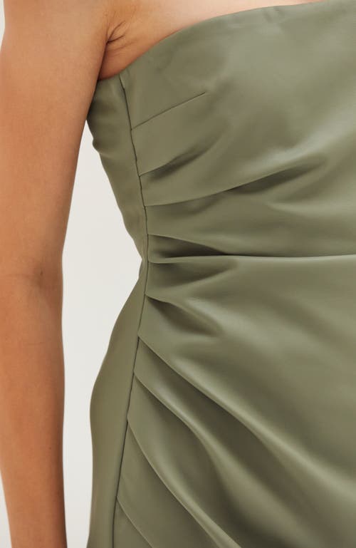 Crescent Faux Leather Tube Midi Dress In Animal Print