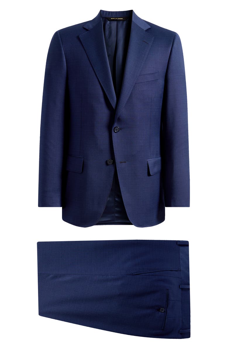 Heritage Gold Textured Dark Blue Wool Suit, Main, color, Blue