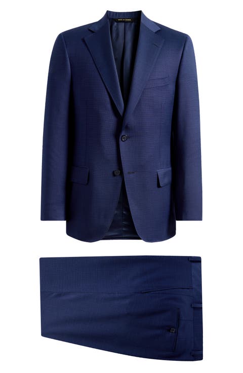 Textured Dark Blue Wool Suit (Regular & Big)