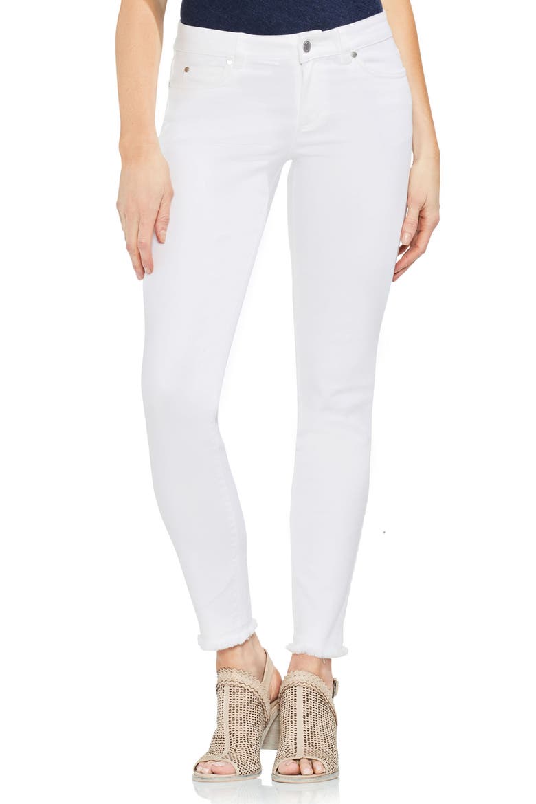 Fray Hem Skinny Jeans, Main, color, ULTRA WHITE