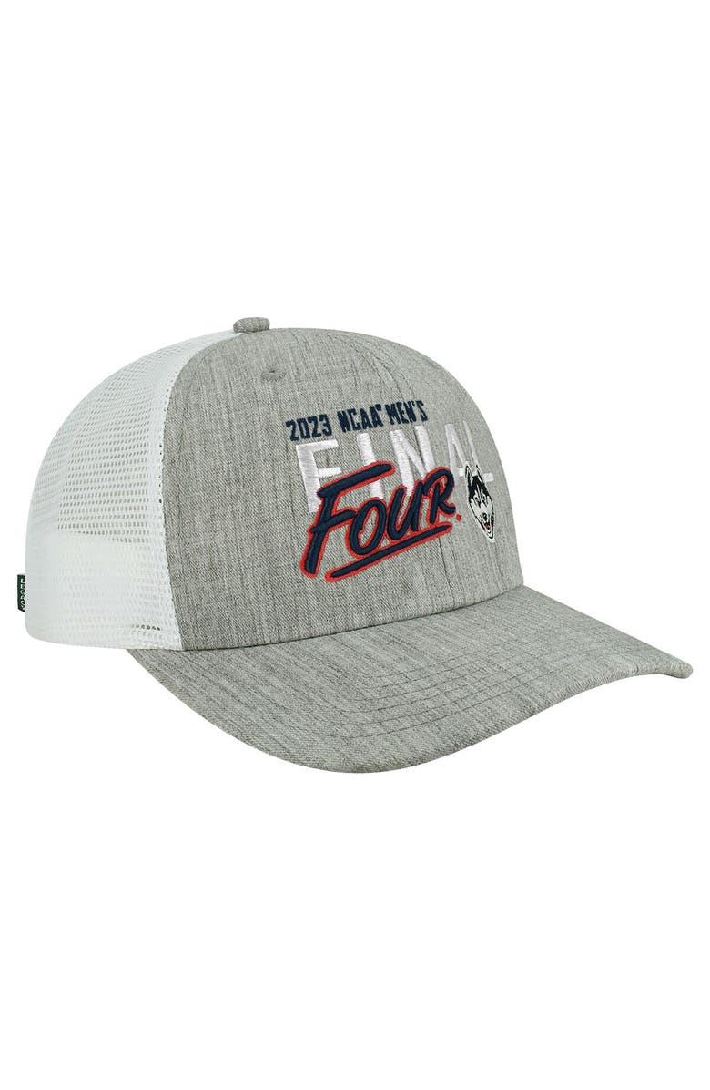 LEGACY ATHLETIC Heather Gray UConn Huskies 2023 NCAA Men's Basketball Tournament March Madness Final Four Trucker Adjustable Hat, Main, color,