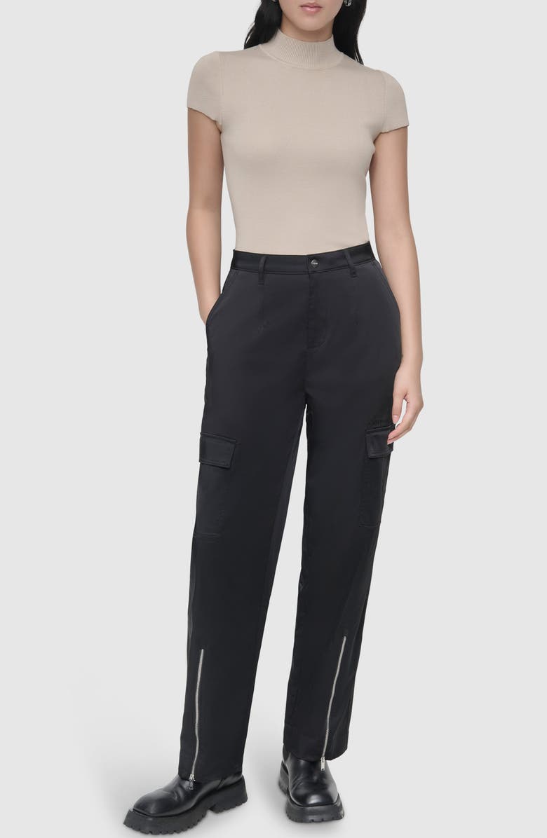 DKNY Zip Cuff Sateen Cargo Pants, Alternate, color, 