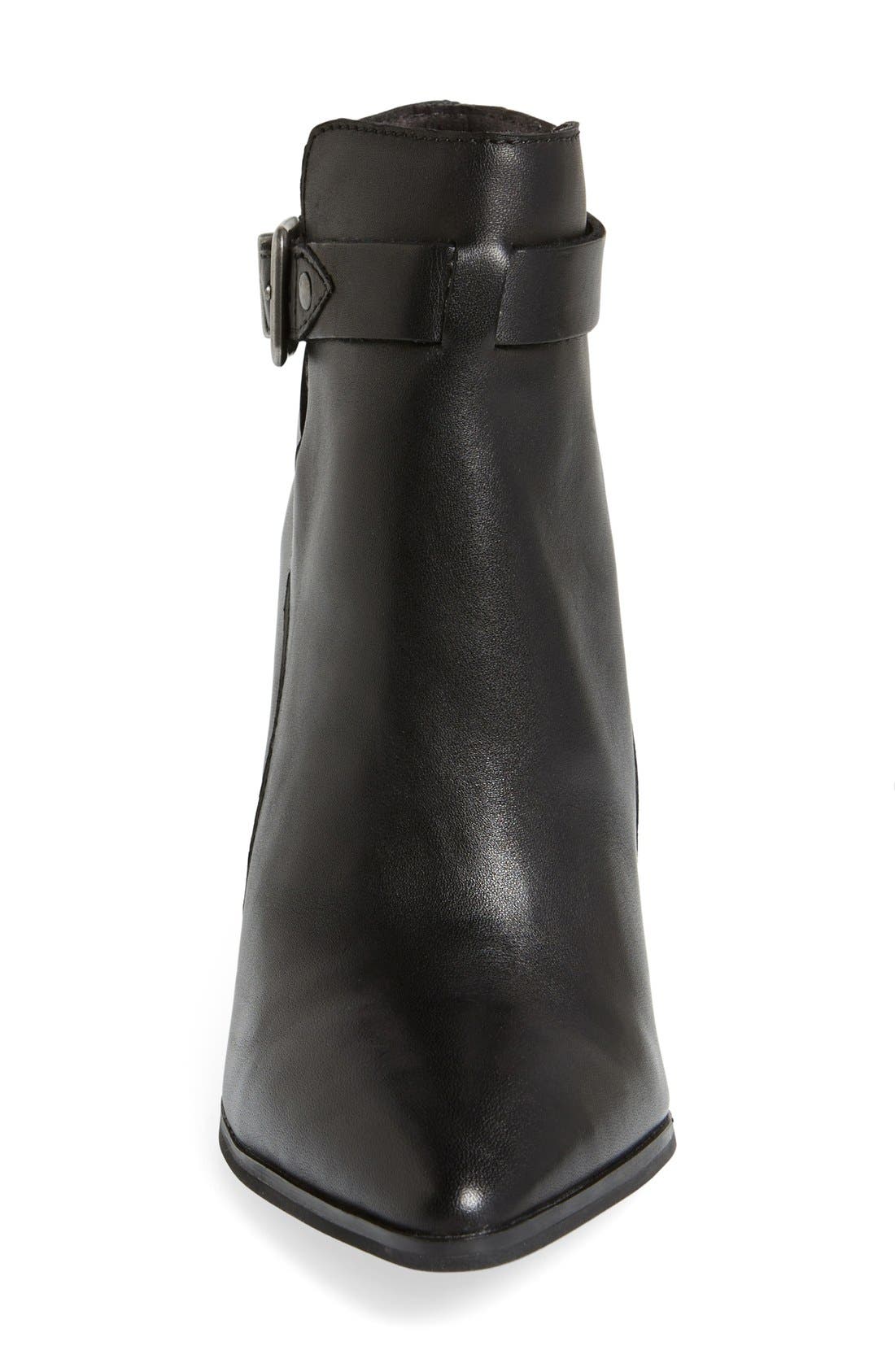 'Violin' Pointy Toe Ankle Bootie (Women), Alternate, color, BLACK LEATHER