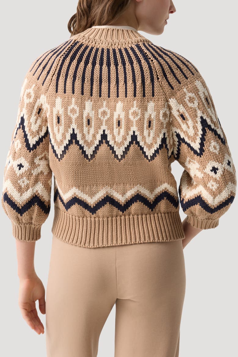 Norwegian Knit Jacket Aurora, Alternate, color, Camel/black