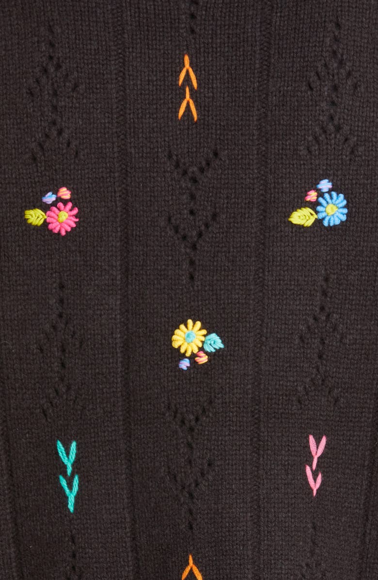 YanYan Daisy Embroidered Pointelle Knit Lambswool Blazer, Alternate, color,