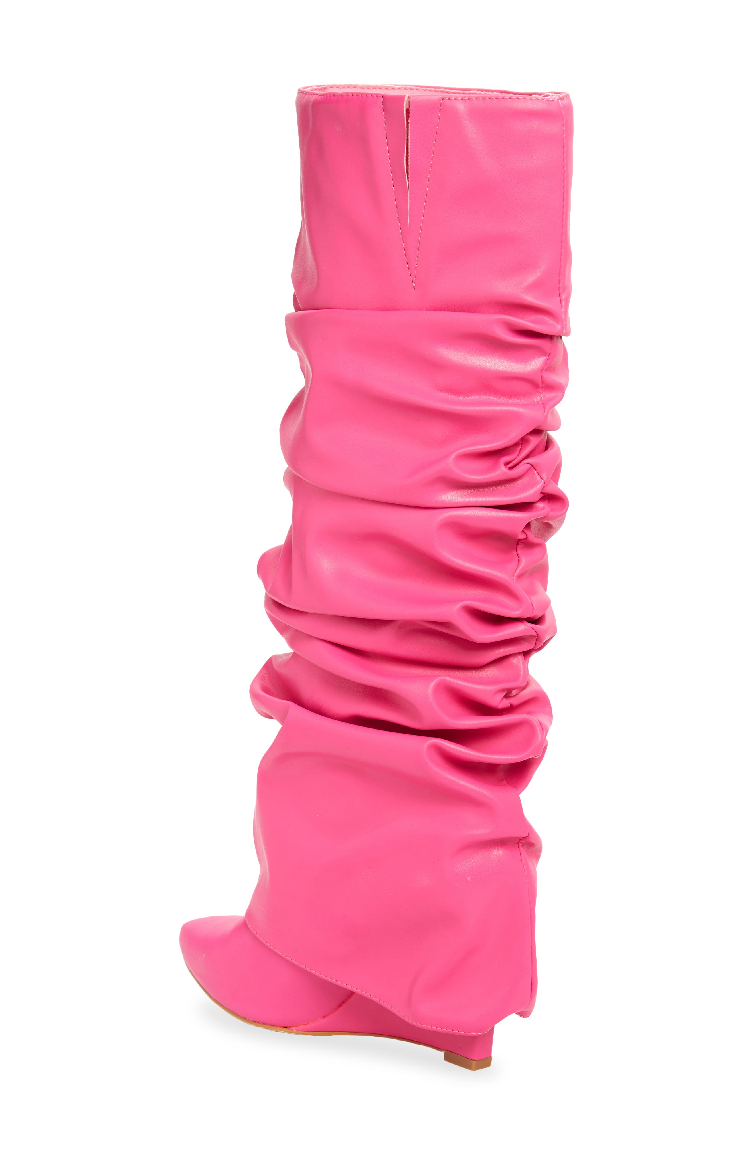 Zumma Foldover Slouch Pointed Toe Wedge Boot, Alternate, color, PINK