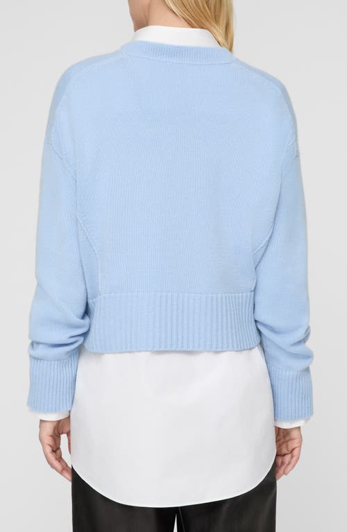 Lafayette 148 Cashmere Crewneck Cropped Sweater In Blue