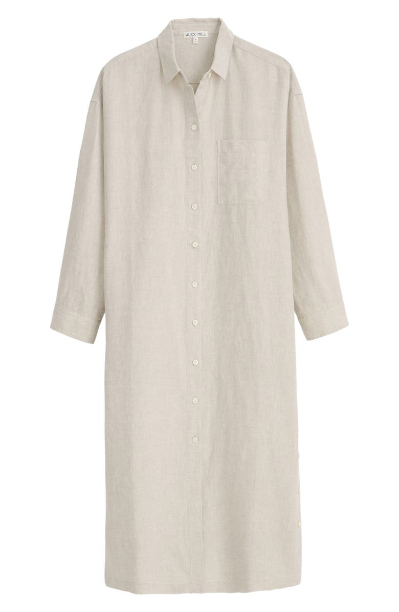 Alex Mill Long Sleeve Linen Midi Shirtdress, Alternate, color,