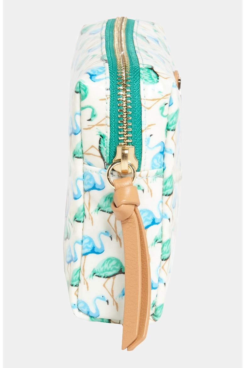 'Slim Brigitte' Cosmetics Case, Main, color, MINT MULTI FLAMINGO